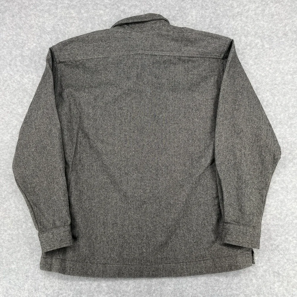 Vintage Eddie Bauer Wool Herringbone Shacket Shirt Men's Large Gray Mackinaw